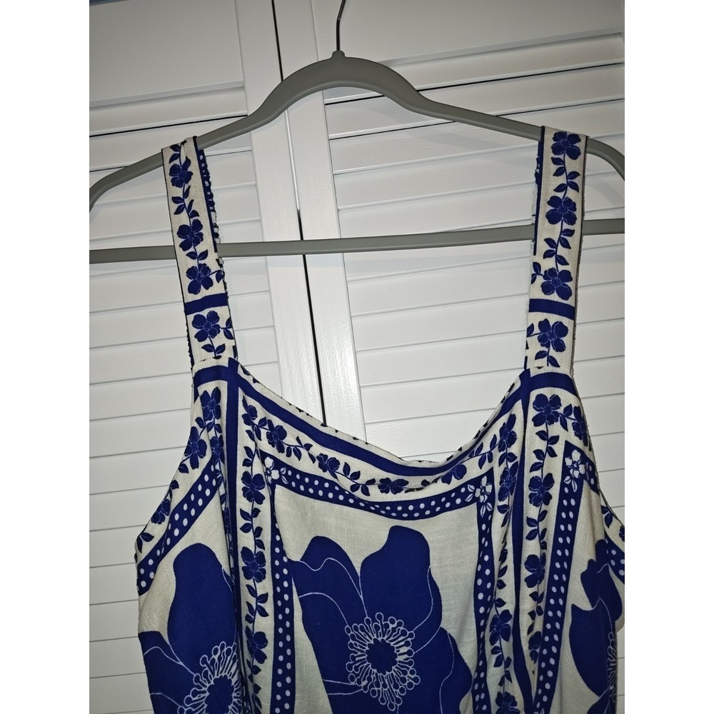 Draper James RSVP Womens XXL Blue White Floral Tie Waist Fit Flare Sundress - Picture 6 of 16